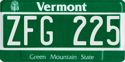 VT license plate ZFG225