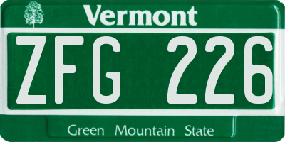 VT license plate ZFG226