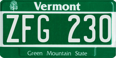 VT license plate ZFG230