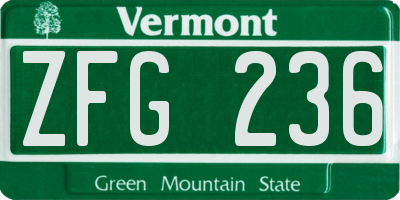 VT license plate ZFG236