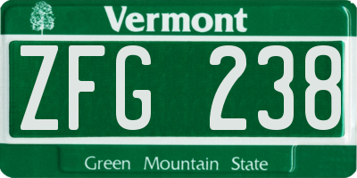VT license plate ZFG238