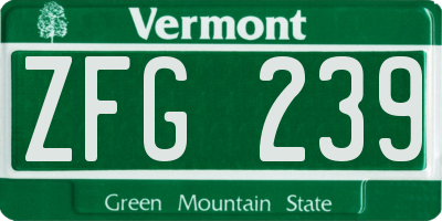 VT license plate ZFG239