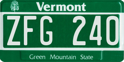 VT license plate ZFG240