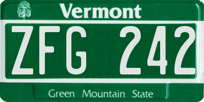 VT license plate ZFG242