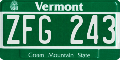 VT license plate ZFG243