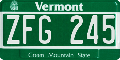 VT license plate ZFG245