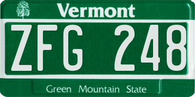 VT license plate ZFG248