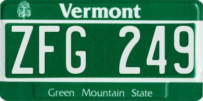 VT license plate ZFG249
