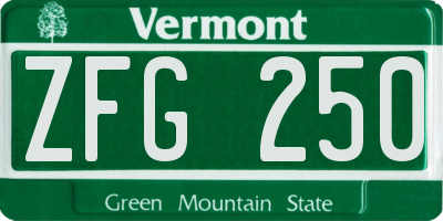 VT license plate ZFG250