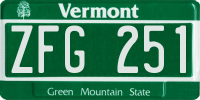 VT license plate ZFG251