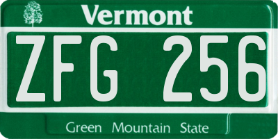 VT license plate ZFG256