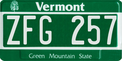 VT license plate ZFG257
