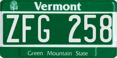 VT license plate ZFG258