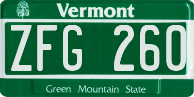 VT license plate ZFG260
