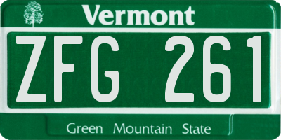 VT license plate ZFG261
