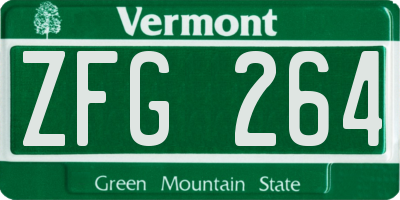 VT license plate ZFG264