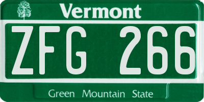 VT license plate ZFG266