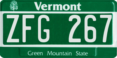 VT license plate ZFG267