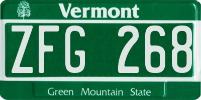 VT license plate ZFG268