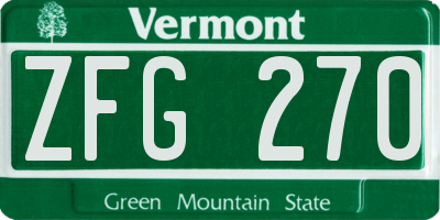 VT license plate ZFG270