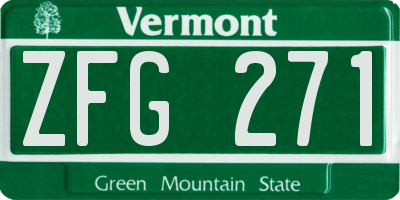 VT license plate ZFG271
