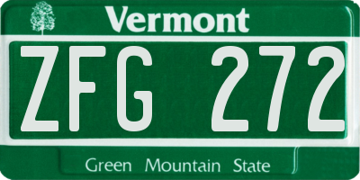 VT license plate ZFG272