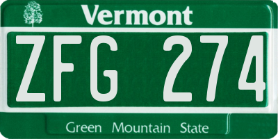 VT license plate ZFG274