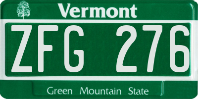 VT license plate ZFG276