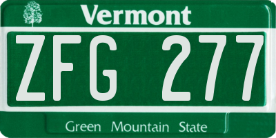 VT license plate ZFG277