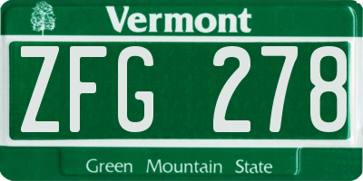 VT license plate ZFG278