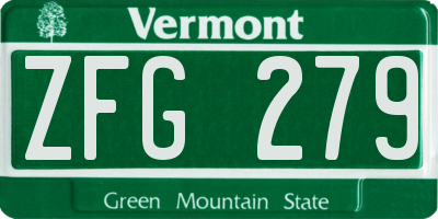 VT license plate ZFG279