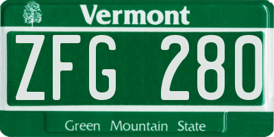 VT license plate ZFG280