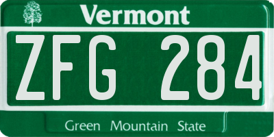 VT license plate ZFG284