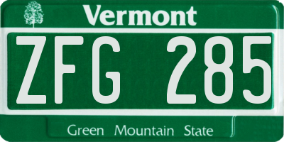 VT license plate ZFG285
