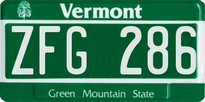 VT license plate ZFG286