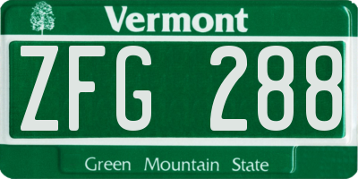 VT license plate ZFG288