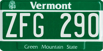 VT license plate ZFG290