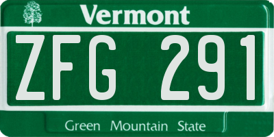 VT license plate ZFG291