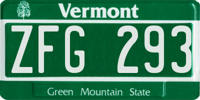 VT license plate ZFG293