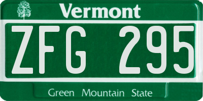 VT license plate ZFG295
