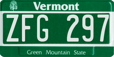 VT license plate ZFG297