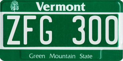VT license plate ZFG300
