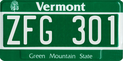 VT license plate ZFG301