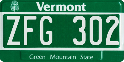 VT license plate ZFG302