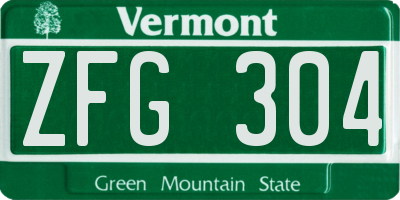 VT license plate ZFG304
