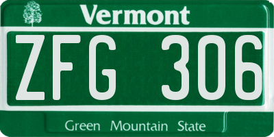 VT license plate ZFG306