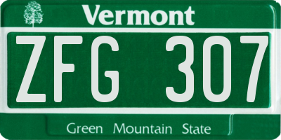VT license plate ZFG307
