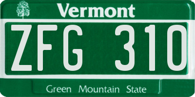 VT license plate ZFG310