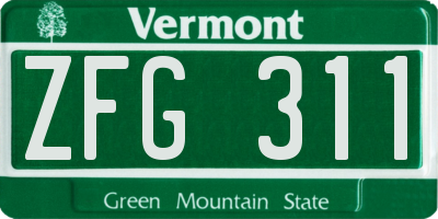 VT license plate ZFG311
