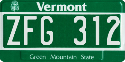 VT license plate ZFG312